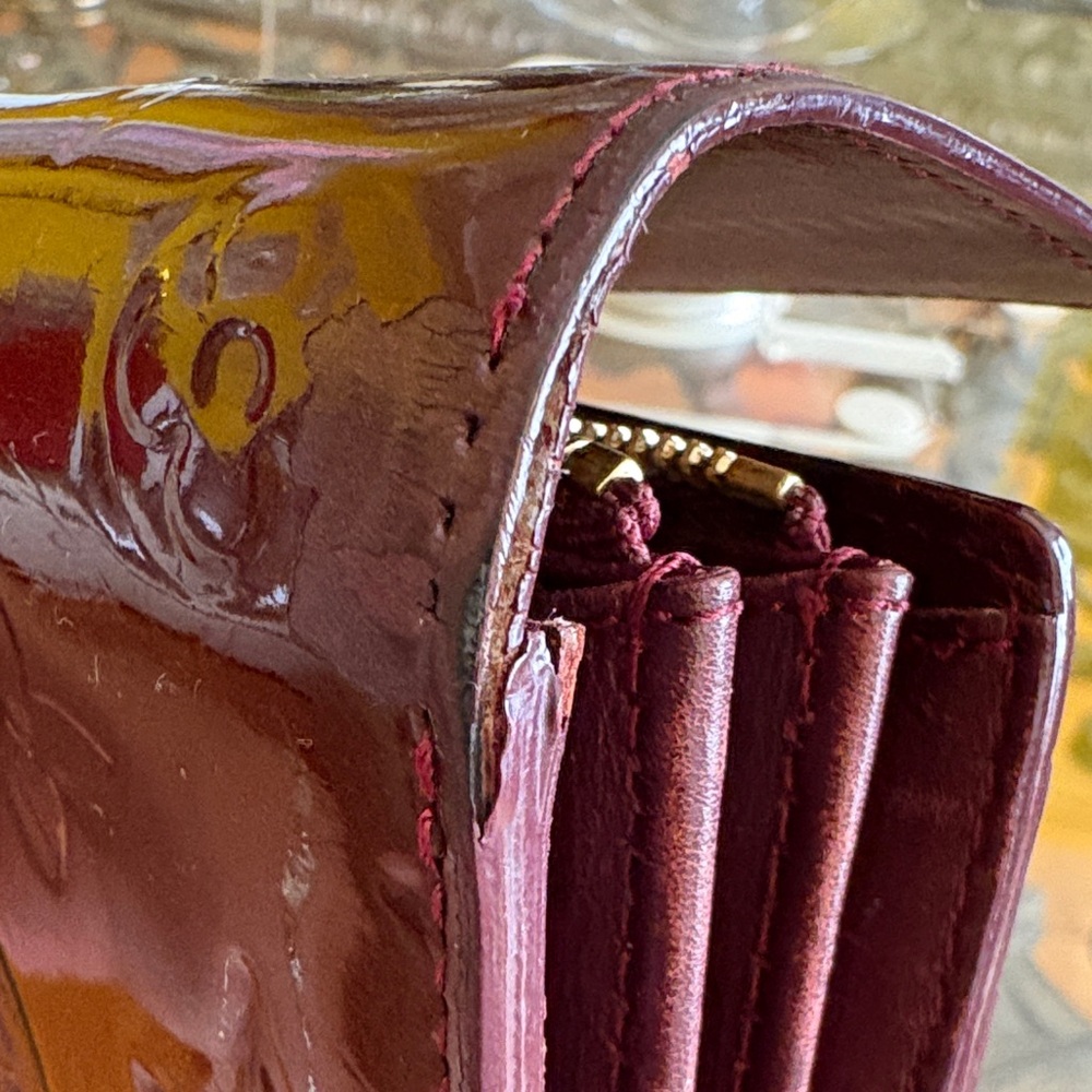 Authentic Louis Vuitton Burgundy Patent Leather Vernis Wallet - Picture 12 of 16